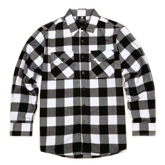 Yago Flannel Long Sleeve Shirt Black/White A1