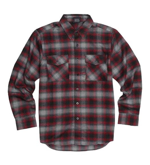 Yago Flannel Long Sleeve Shirt Red/Charcoal AC7