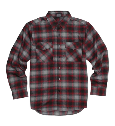 Yago Flannel Long Sleeve Shirt Red/Charcoal AC7