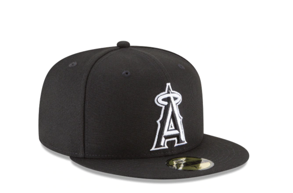 LA Angels Black White Fitted Cap