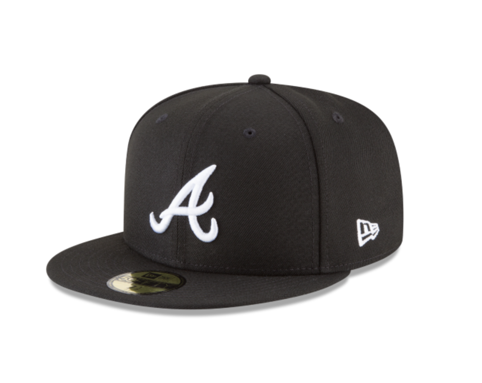 Atlanta Braves Black White Fitted Cap