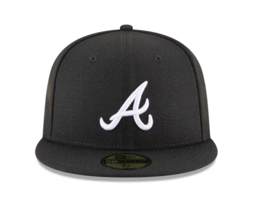 Atlanta Braves Black White Fitted Cap