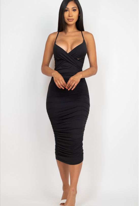 Ribbed Front Crossed Dress 3222