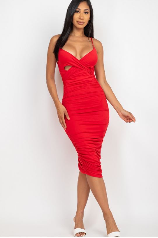 Ribbed Front Crossed Capella Dress 3222