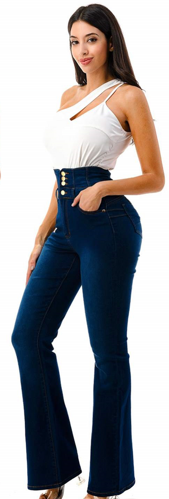 High Waist Flare 4 Button Jean Cutie Pie (FINAL SALE)