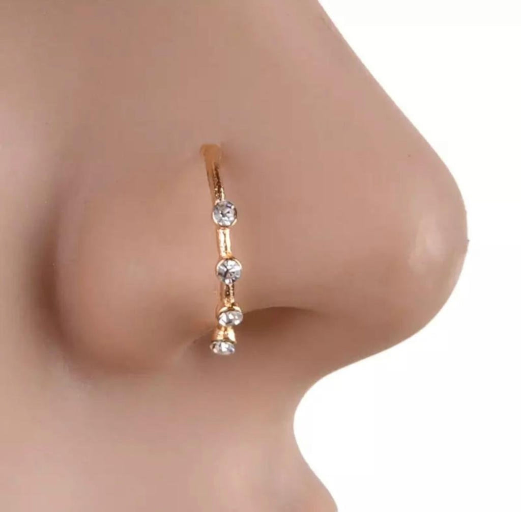 4 Stone Nose Hoop Piercing