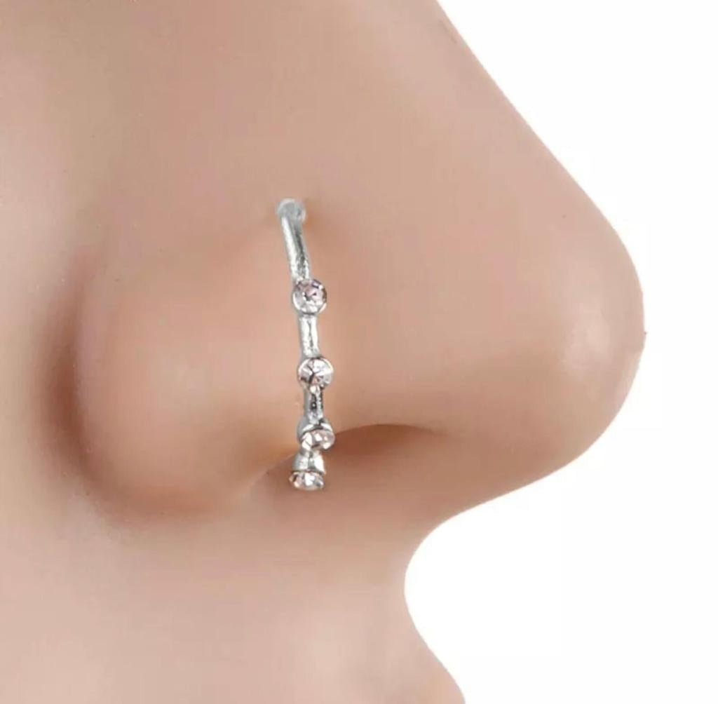 4 Stone Nose Hoop Piercing