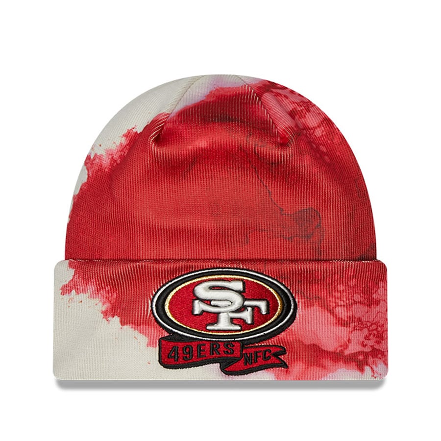 San Francisco 49ers New Era 2023 Red Sideline Cuffed Knit Hat with Pom