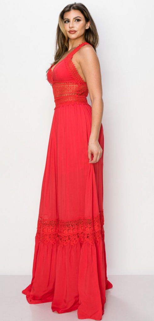 Crochet Detail Maxi Dress 1973 (FINAL SALE)