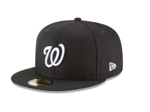 Washington Nationals Black White Fitted Cap