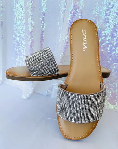 Quad Rhinestone Sandals Wide Fit