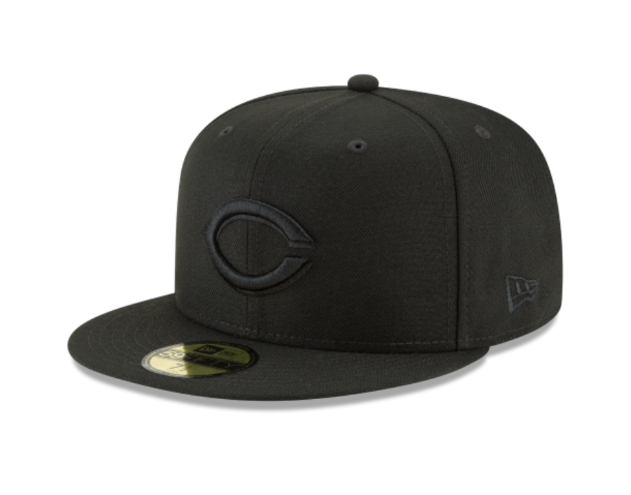 Cincinnati Reds Black Black Fitted Cap