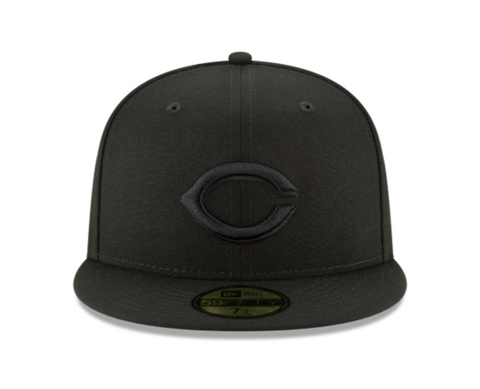 Cincinnati Reds Black Black Fitted Cap