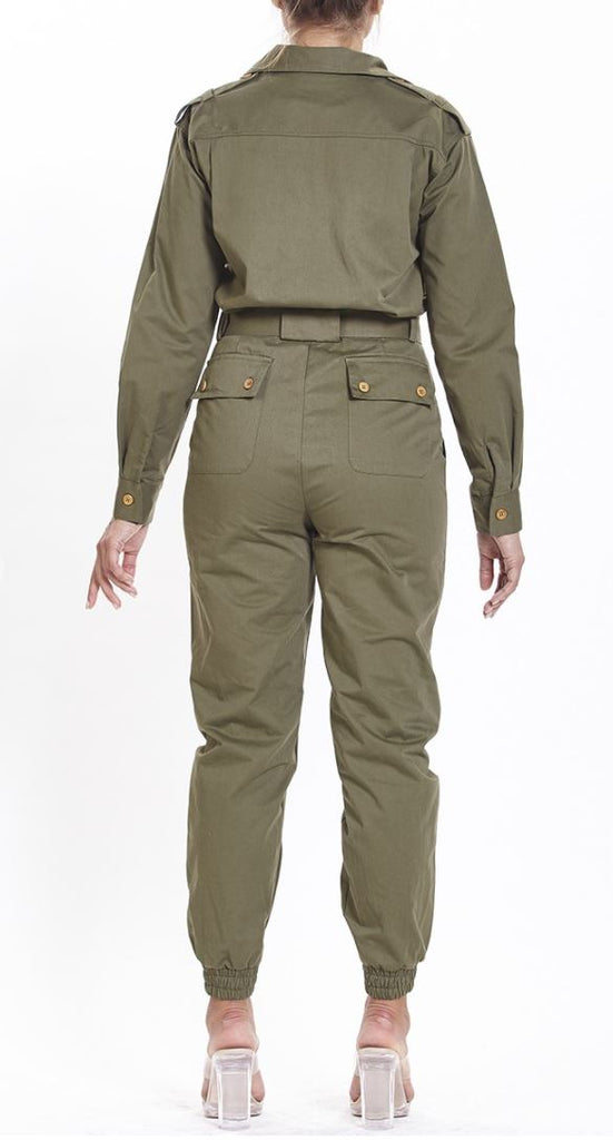 Long Sleeve Front Button Jumpsuit 1306 (FINAL SALE)