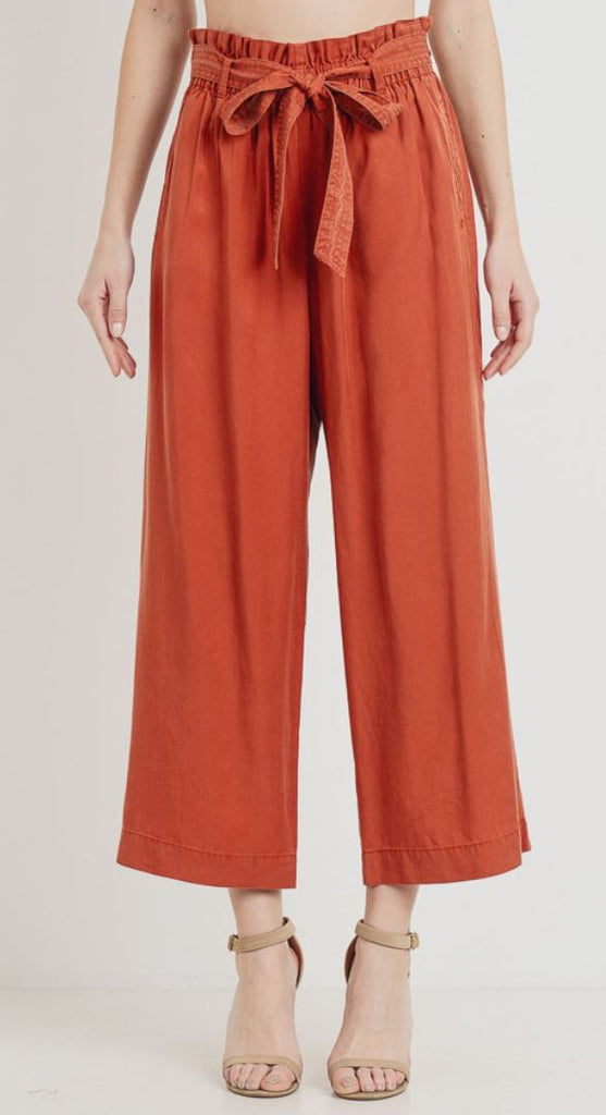 Tencel Waist Tie Wide Leg Pants Cesttoi 6020