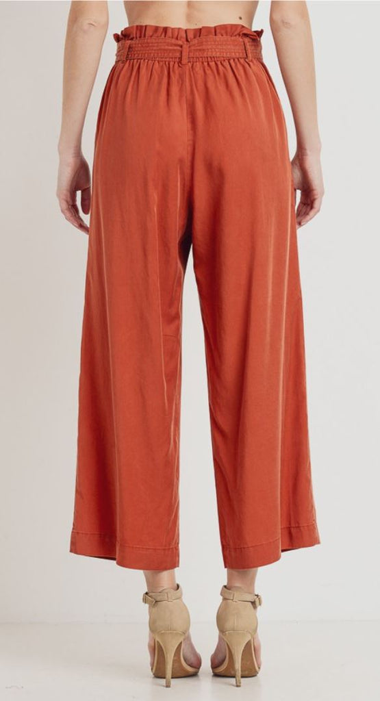 Tencel Waist Tie Wide Leg Pants Cesttoi 6020