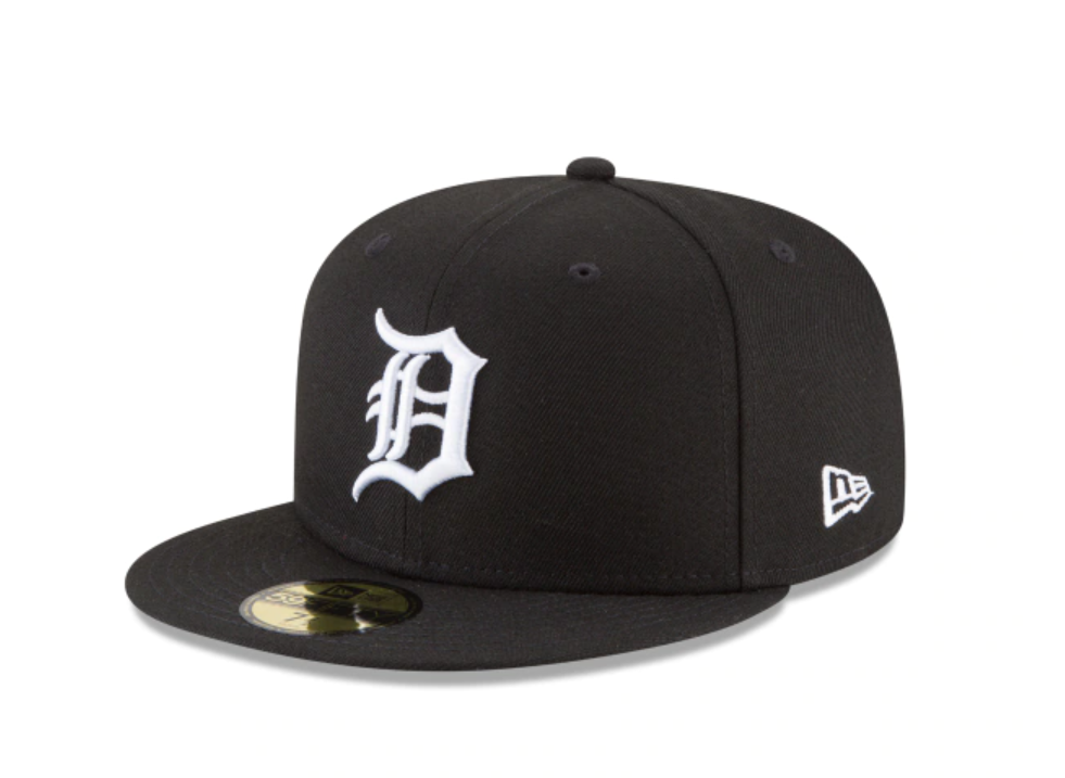 Detroit Tigers Black White Fitted Cap