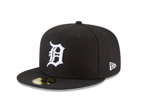 Detroit Tigers Black White Fitted Cap