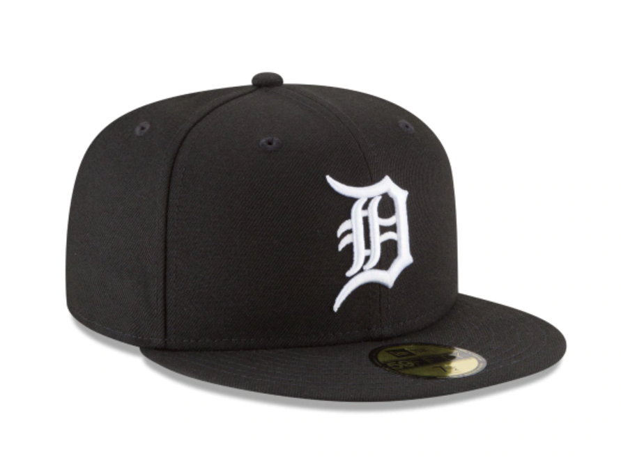 Detroit Tigers Black White Fitted Cap