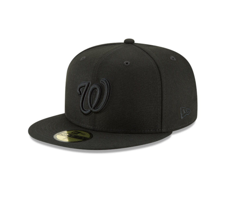 Washington Nationals Black on Black Fitted Cap