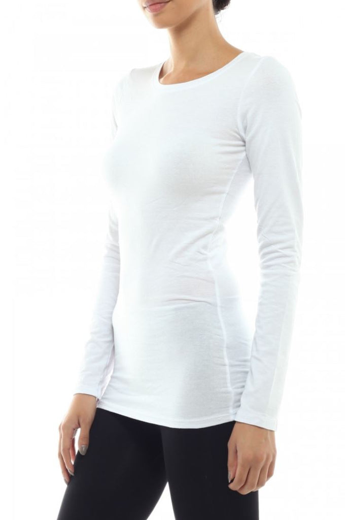 Women's Solid Crew Neck Long Sleeve